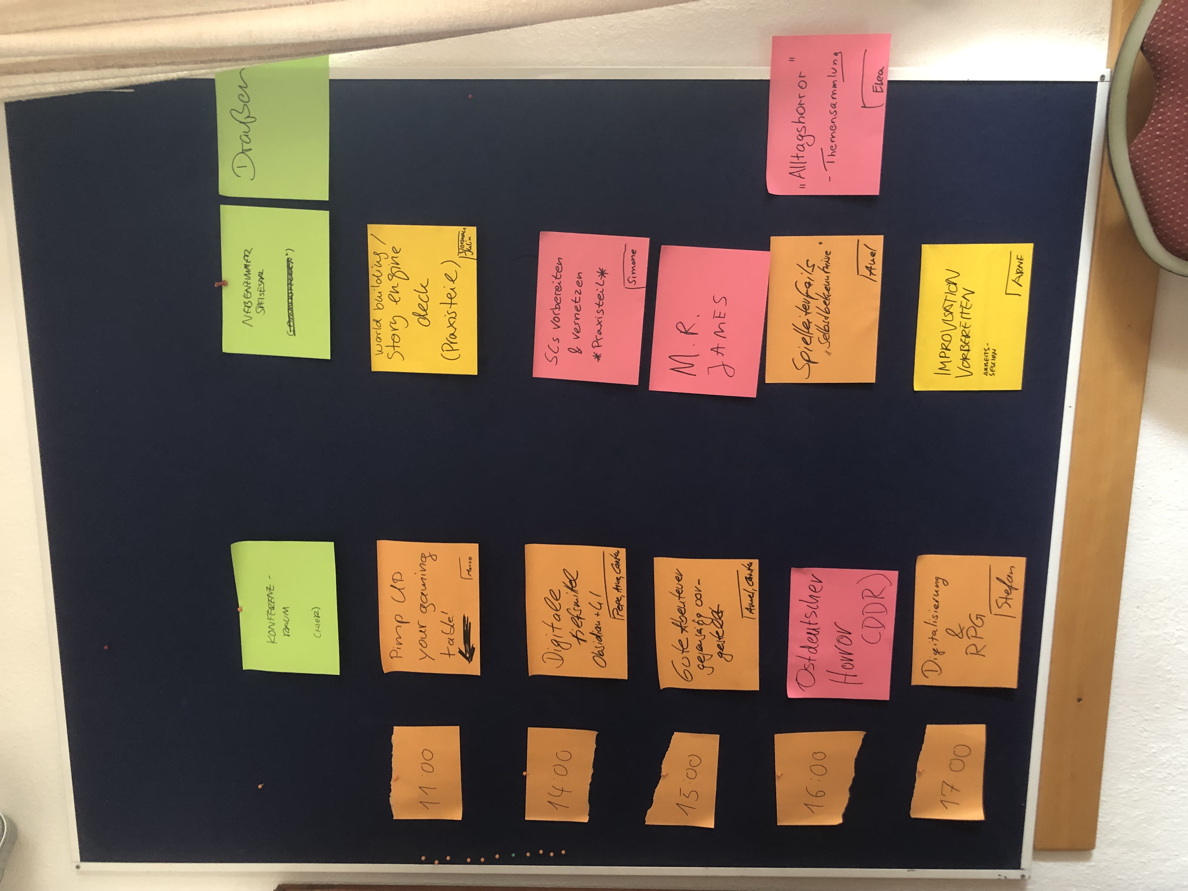 Pinnwand mit Post-its zu Sessions am ersten Tag des Symposiums 2024