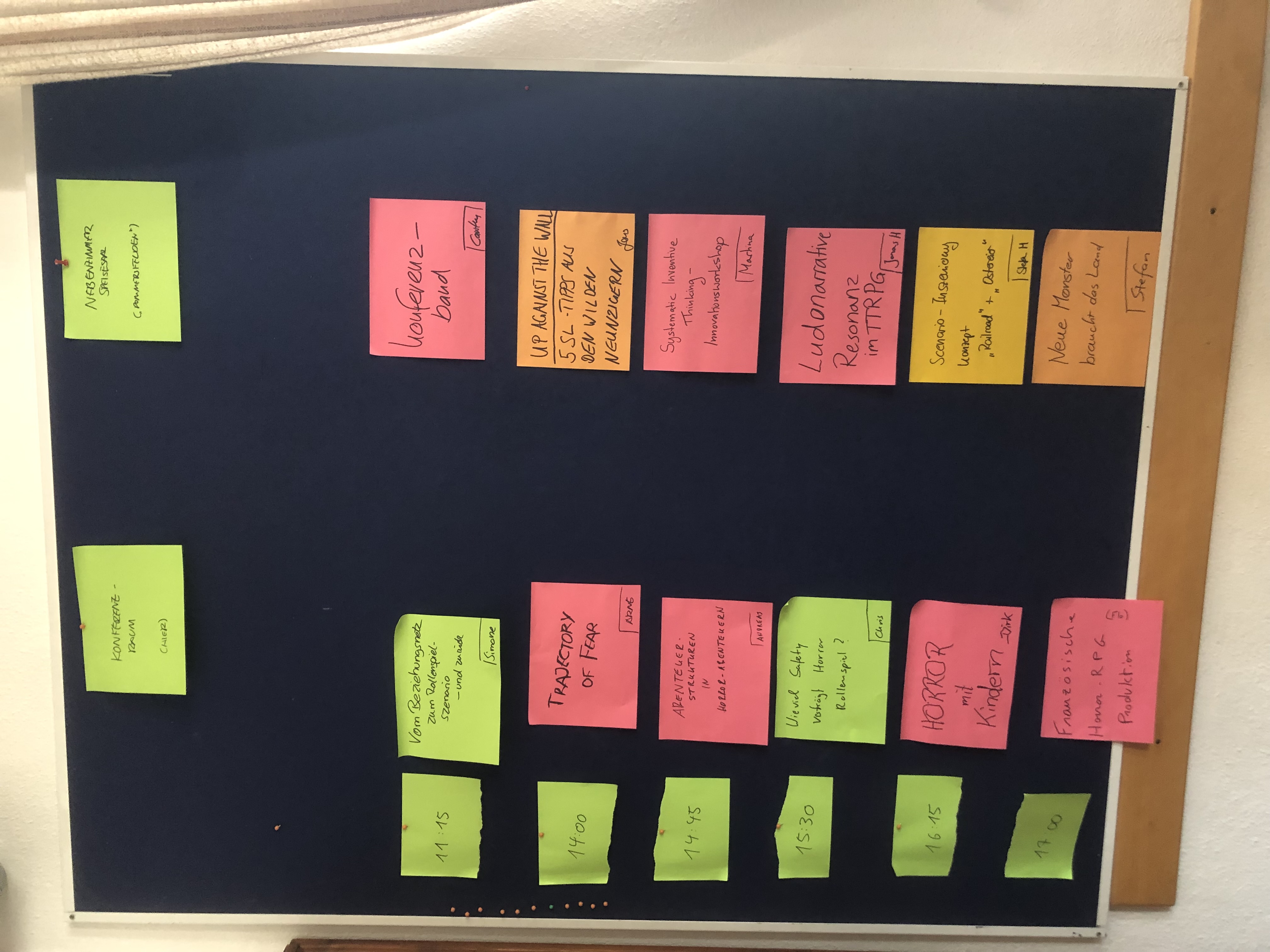 Pinnwand mit Post-its zu Sessions am zweiten Tag des Symposiums 2024